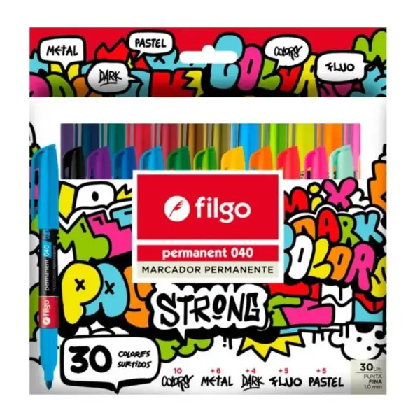 Set 30 Marcadores Permanentes 040 Strong Filgo