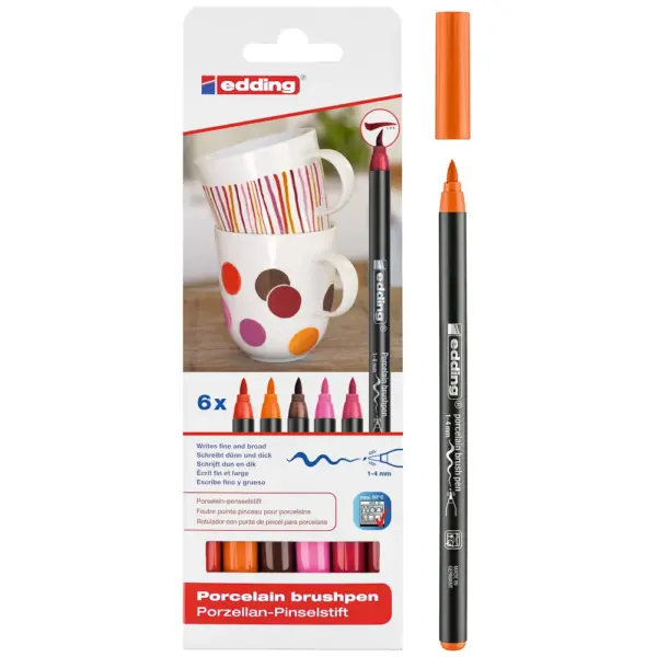 Set 6 Marcadores Edding E-4200/6 Para Porcelana Col. Calidos