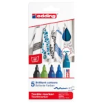 Set 5 Marcadores Textiles Edding E-4500/5 Col. Frios