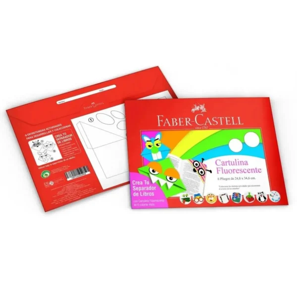 Bolson Papel Fluorescente Faber-Castell 6 Pliegos de 24.8 x 34.6cm. 500009