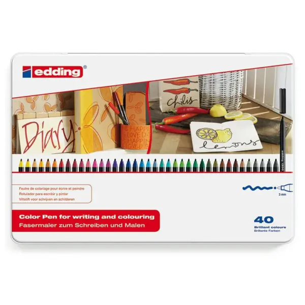 Set 40 Marcadores Edding E-1300/40 Pta. Fibra 3mm.