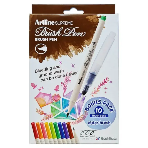 Set Artline Supreme Brush Pen+Water Brush 10Col.