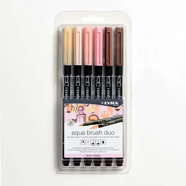 Marcadores Lyra Aqua Brush Duo Skin Tones 6 Colores