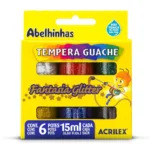 Set Tempera Glitter 6 Colores 15ml. Acrilex 2001