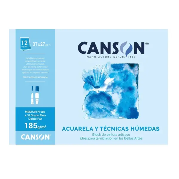 Block Pintura Canson Medium 180 1/8 ( 37 X 27 ) 185gr. 12hjs.