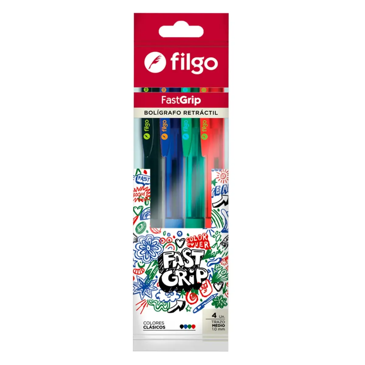 Boligrafos FastGrip 1.0 Flowpack 4 Colores Clasicos FG10-F4-CLA - Image 1