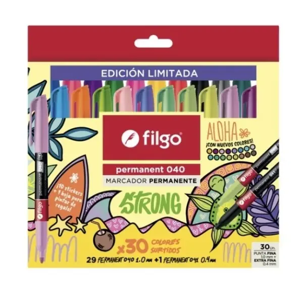 Set 30 Marcadores Permanentes 040 Strong Filgo Aloha