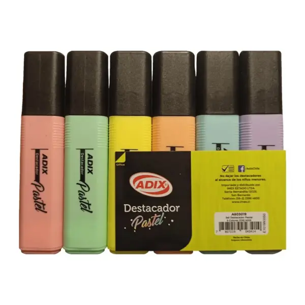 Set Destacador Pastel 6 Colores (019) ADIX