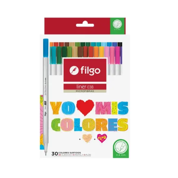 Set 30 Tiralineas Liner 038 Filgo 0.4mm. L38-E30-SUR
