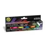 Set Pintura Acrilica Neon 6 Colores 10ml. Acrilex 3906