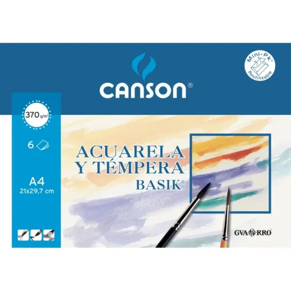 Pack Canson 6Hjs. 24x32cm. Acuarela Basik 370gr.