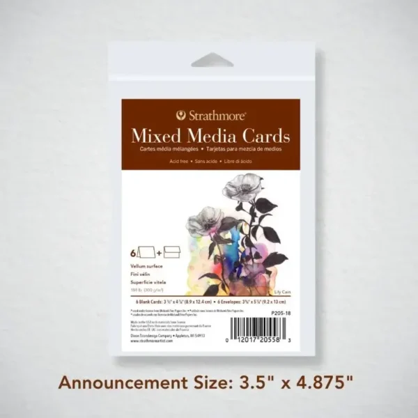 Mixed Media Cards Strathmore 8,9x12.4cm. 300g/m2 6 Tarjetas + 6 Sobres