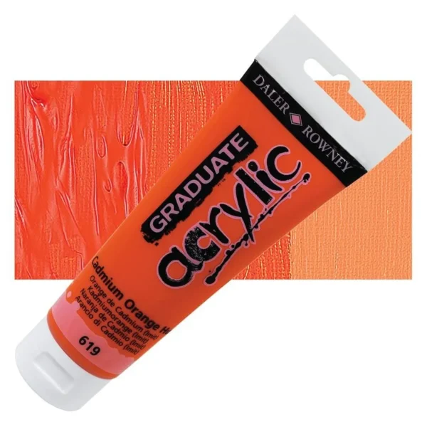 Tubo Acrilico Daler Rowney Graduate 120ml. Naranja Cadmio 619
