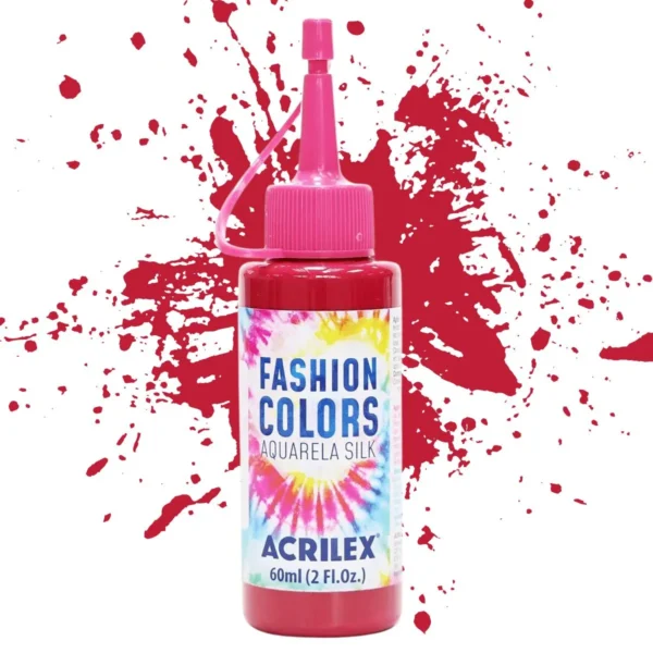 Pintura para Tela Fashion Colors Acuarela Silk Acrilex Rojo Carmin 60ml