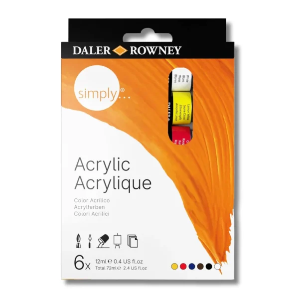 Set Acrilicos Simply 6 Colores 12ml Daler Rowney