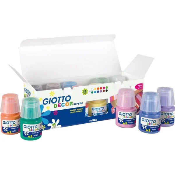 Set 12 Frascos Pintura Decor Acrilica Giotto 25ml.