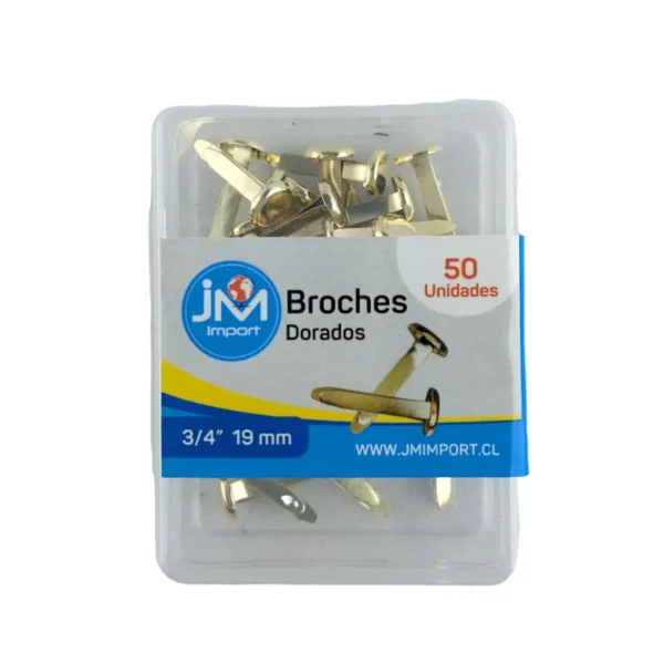 Broches Mariposa Dorados JM 19mm. 50U.