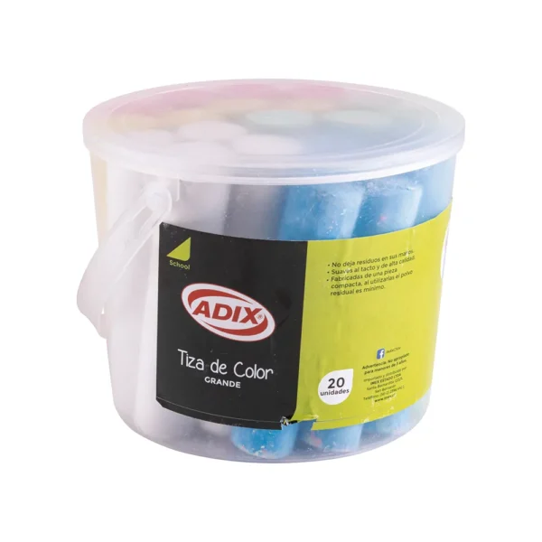 Balde Tiza Jumbo 20U. Colores Surtidos Adix
