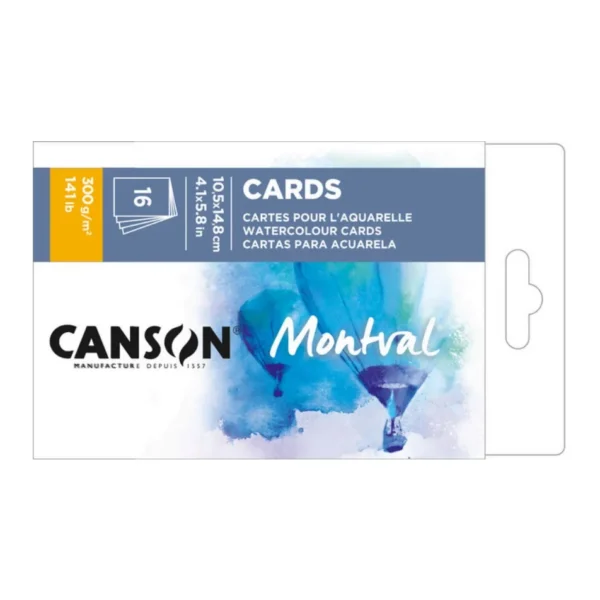 Tarjetas para Acuarela Montval 10.5x14.8cm. 300gr. 16hjs. Canson