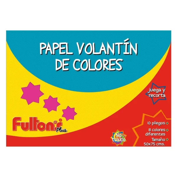 Bolson Papel Volantin Fultons 8 Colores 10 Pliegos de 50x75cms.